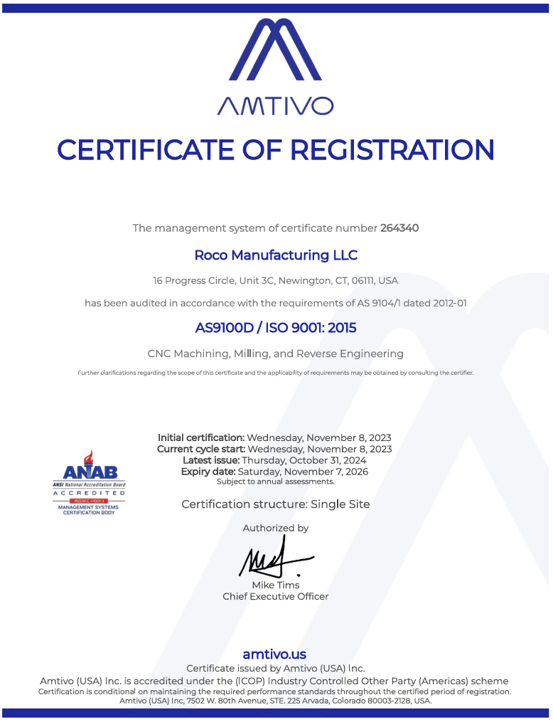 AS9100D Certificate